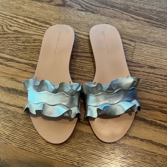Loeffler Randall Shoes - Loeffler Randall Birdie Metallic Ruffle Slides 
Size 9 EUC